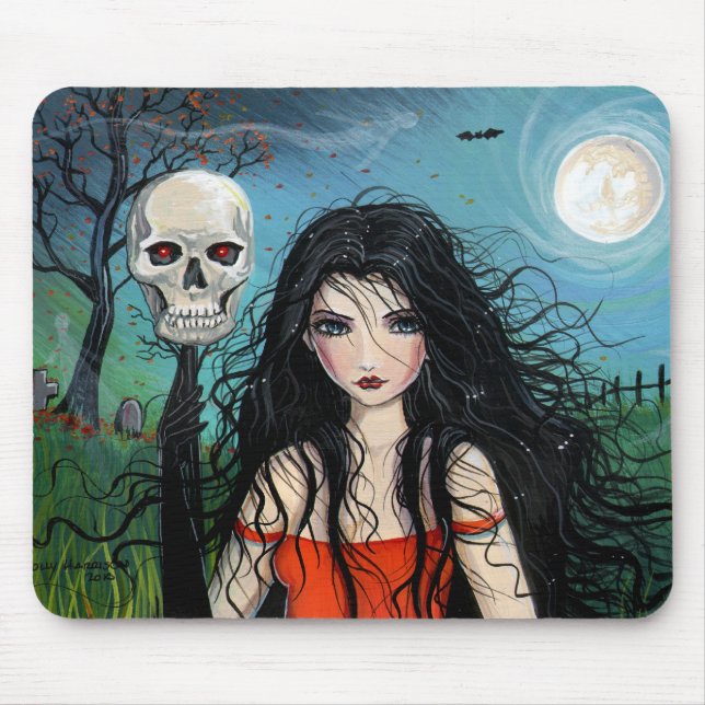 Halloween Witch and Skull Mousepad (Front)