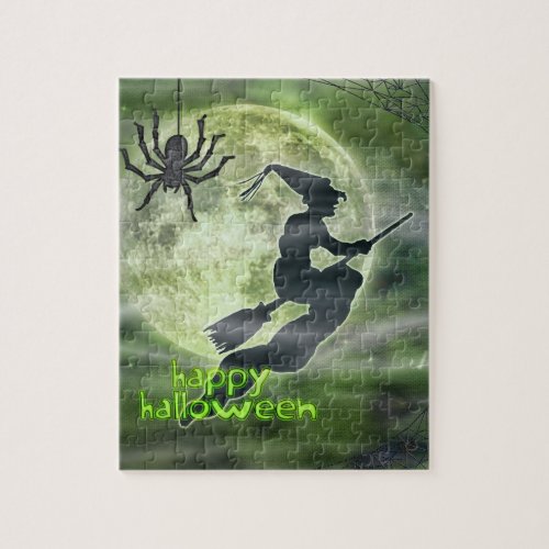 Halloween Witch and Spider Jigsaw Puzzle