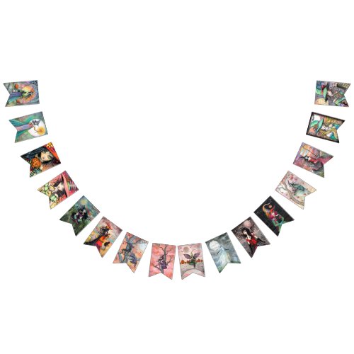 Halloween Witch Art by Molly Harrison Bunting Flags