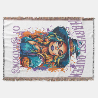 Halloween Witch Autumn Fantasy Art Throw Blanket