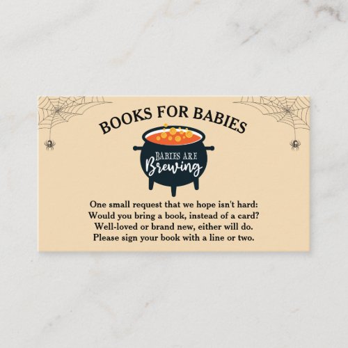 Halloween Witch Babies Shower Books for Baby Enclosure Card