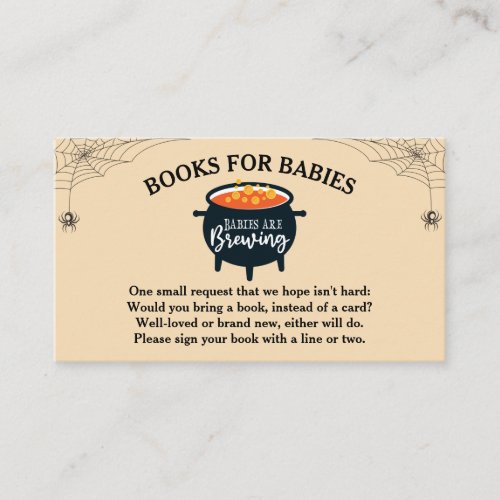 Halloween Witch Babies Shower Books for Baby Enclosure Card