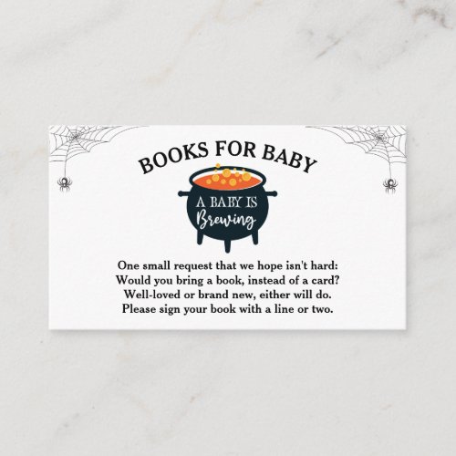 Halloween Witch Baby Shower Books for Baby Enclosure Card