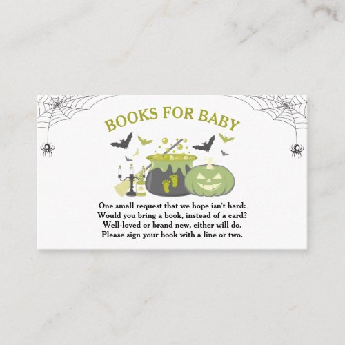 Halloween Witch Baby Shower Books for Baby Enclosure Card