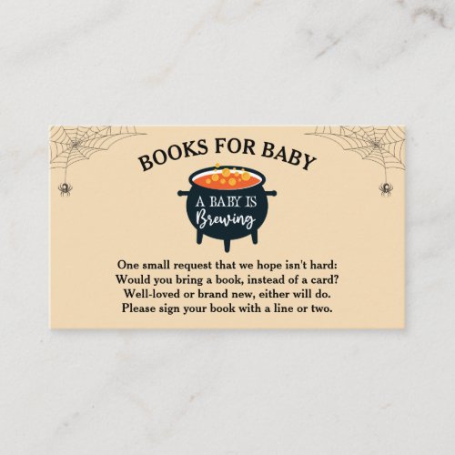 Halloween Witch Baby Shower Books for Baby Enclosure Card