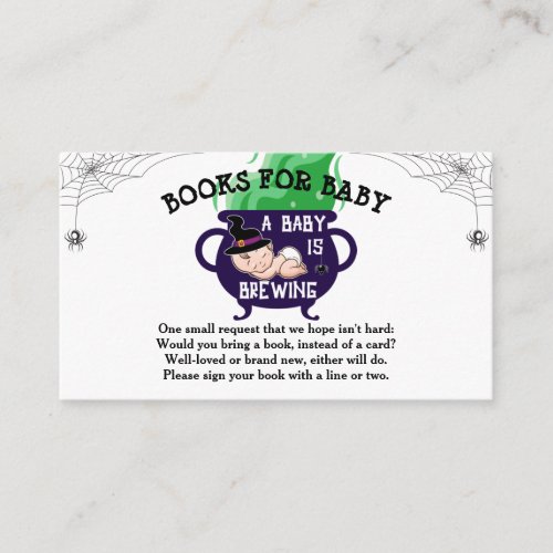 Halloween Witch Baby Shower Books for Baby  Enclosure Card