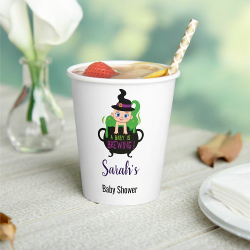 Halloween Witch Baby Shower Custom name Paper Cup