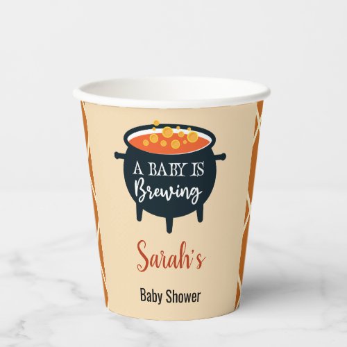 Halloween Witch Baby Shower Custom name Paper Cups