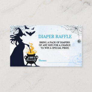 Halloween Witch Baby Shower Diaper Raffle Blue Enclosure Card
