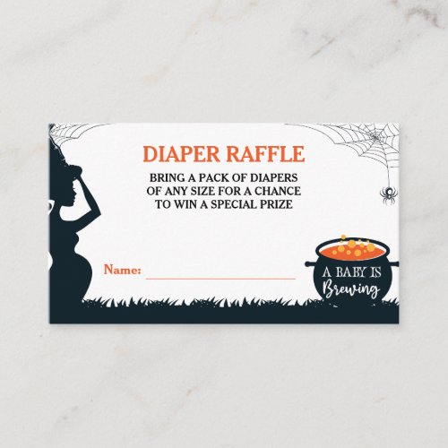 Halloween Witch Baby Shower Diaper Raffle Enclosure Card