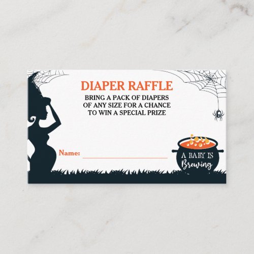 Halloween Witch Baby Shower Diaper Raffle Enclosure Card