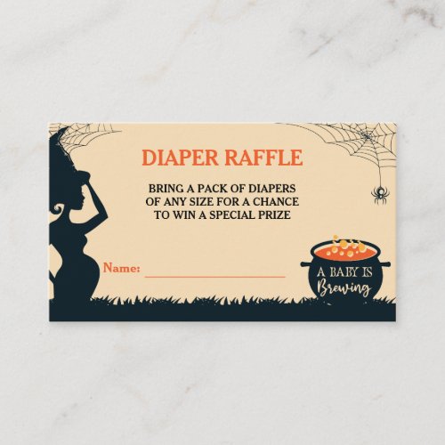 Halloween Witch Baby Shower Diaper Raffle Enclosure Card