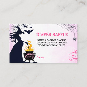 Halloween Witch Baby Shower Diaper Raffle Pink Enclosure Card
