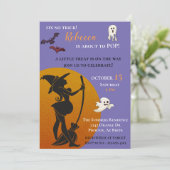 Halloween Witch Baby Shower Ghosts Bats Invitation (Standing Front)
