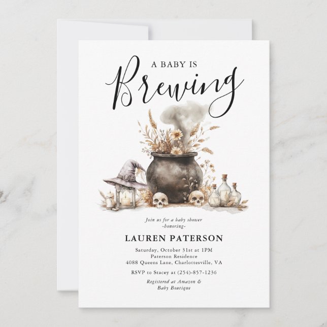 Halloween Witch Baby Shower Invitation (Front)