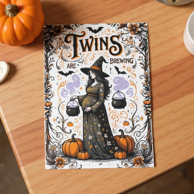 Halloween Witch Baby Shower  - Twins Are Brewing I Invitation (Creator Uploaded)