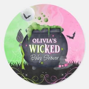Halloween Witch Baby Shower Watercolor Brewing Classic Round Sticker