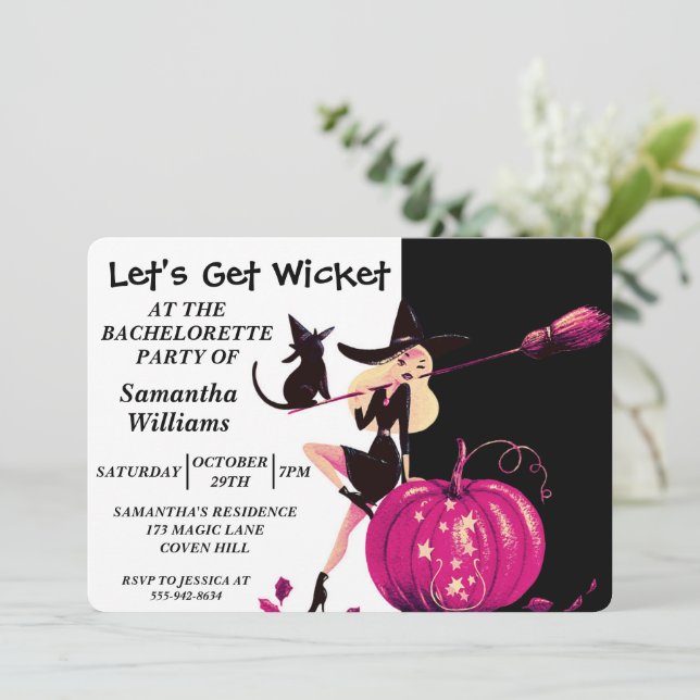 Halloween Witch Bachelorette Party Invitation (Standing Front)
