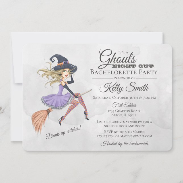 Halloween Witch Bachelorette Party Invitation (Front)