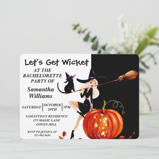 Halloween Witch Bachelorette Party Invitation (Standing Front)