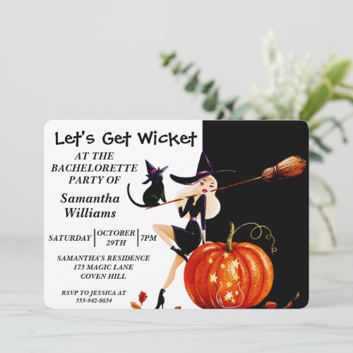 Halloween Witch Bachelorette Party Invitation