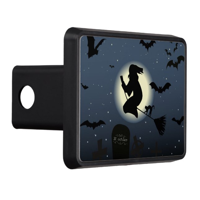 Halloween & Witch & Bats Hitch Cover 2" Receiver (Right)