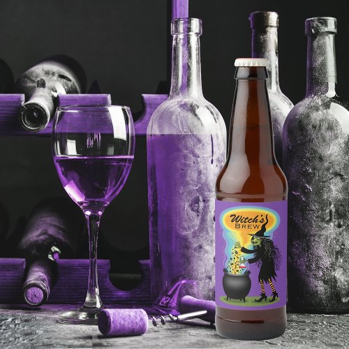 Halloween Witch Beer Bottle Label