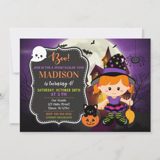 Halloween Witch Birthday Invitation (Front)
