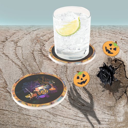 Halloween Witch Birthday Party Black Coaster