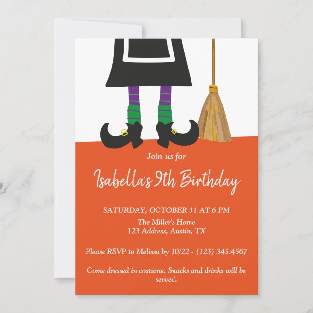Halloween Witch Birthday Party Invitation (Front)