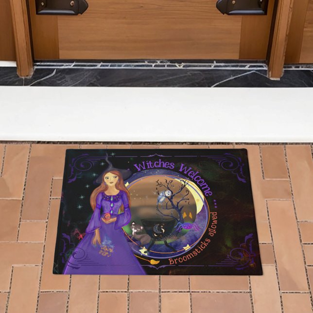  Halloween Witch Birthday Party Purple Doormat (Halloween Witch Birthday Party Purple Doormat)