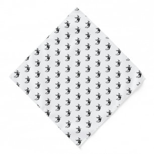 Halloween witch black and white pattern dog bandana