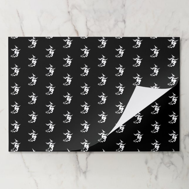 Halloween witch black and white pattern placemats (Folded)