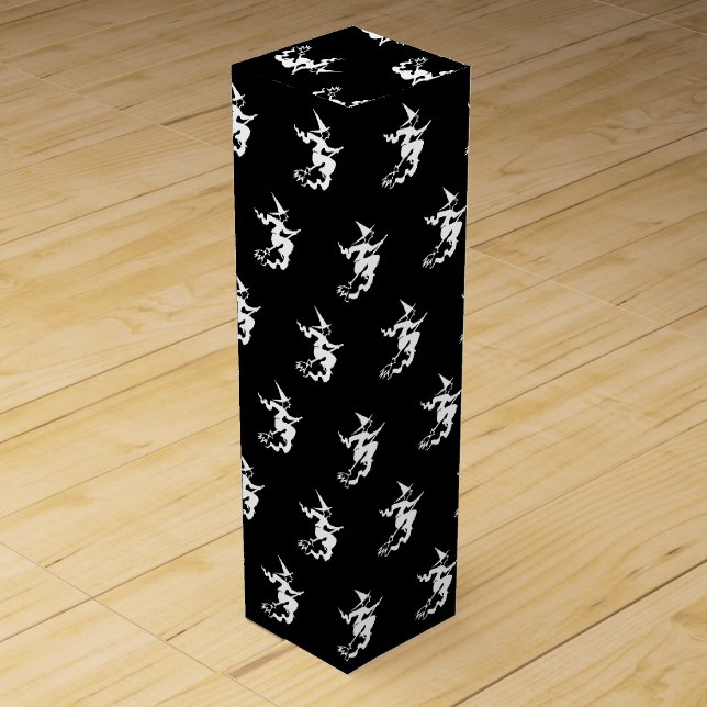 Halloween witch black and white pattern wine box (Front)