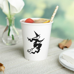 Halloween witch black and white spooky paper cups