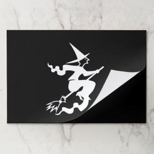 Halloween witch black and white spooky placemats