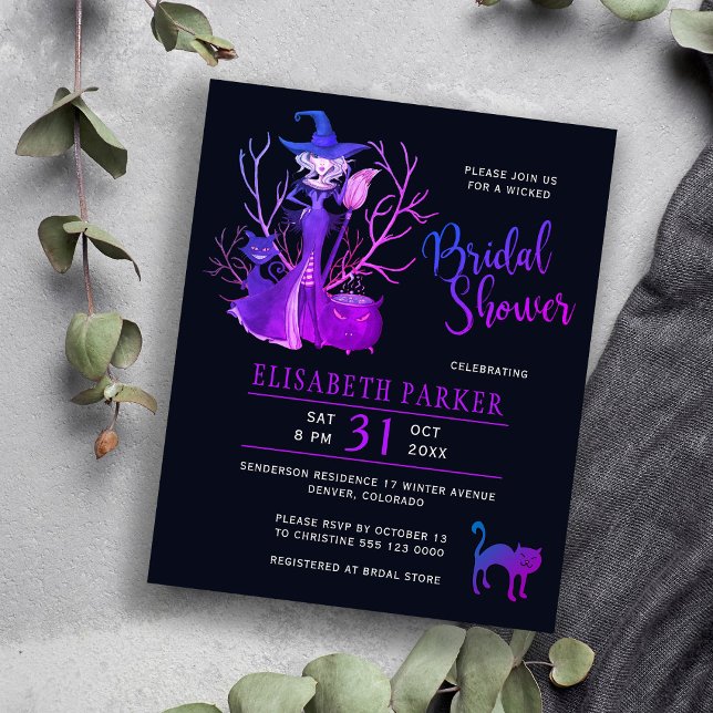 Halloween witch black bridal shower Invitation (Creator Uploaded)