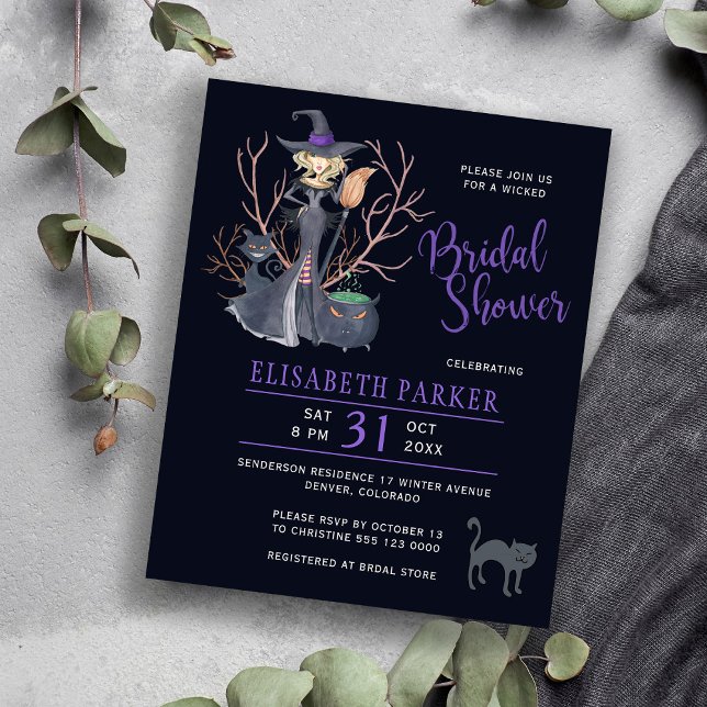 Halloween witch black bridal shower Invitation (Creator Uploaded)