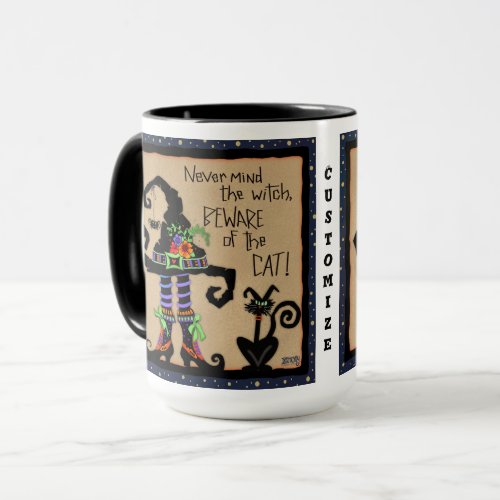 Halloween Witch Black Cat Funny Quote Customizable Mug