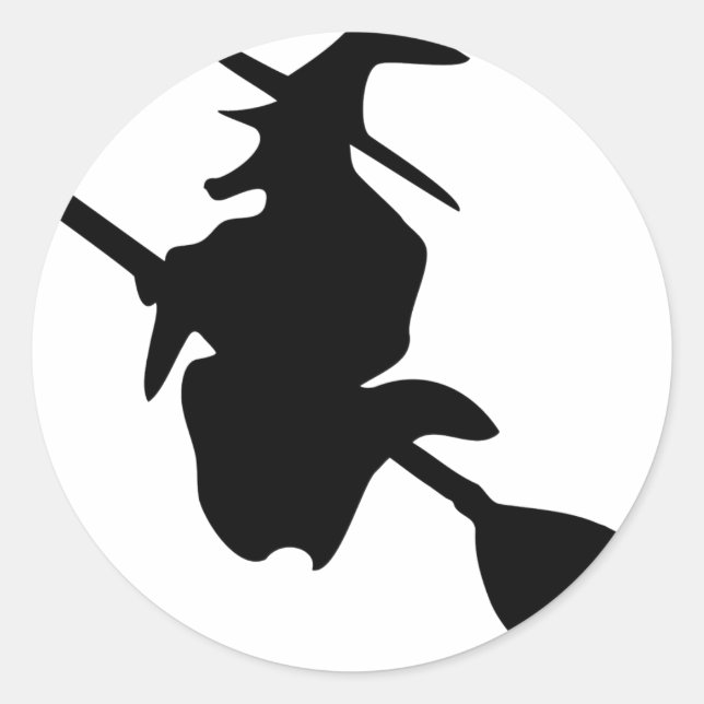 halloween witch black icon classic round sticker (Front)