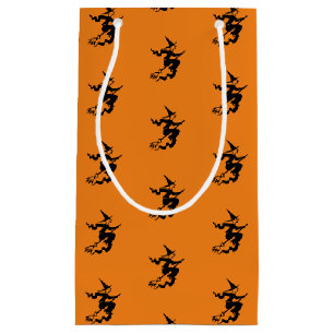 Halloween witch black orange pattern favors small gift bag