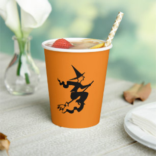 Halloween witch black orange spooky paper cups