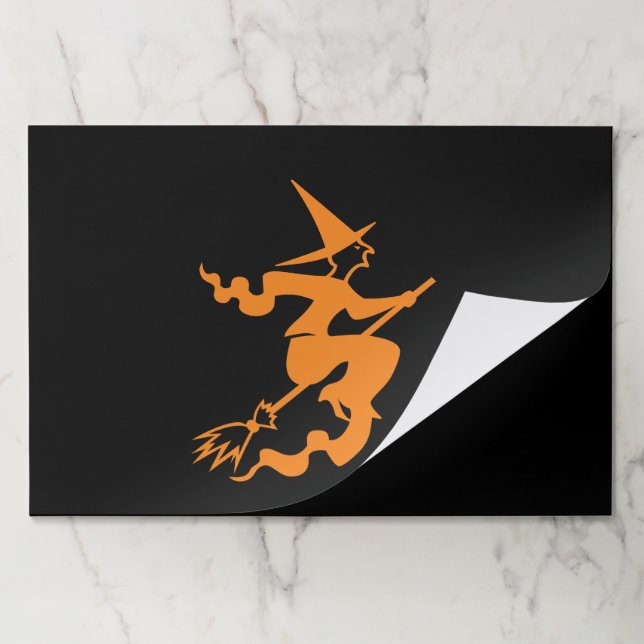 Halloween witch black orange spooky placemats (Folded)