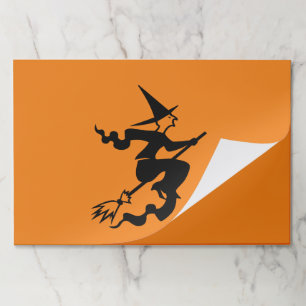Halloween witch black orange spooky placemats