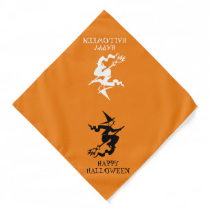 Halloween witch black orange white dog costume bandana