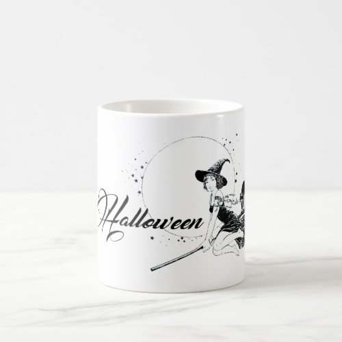 Halloween Witch BlackWhite Mug