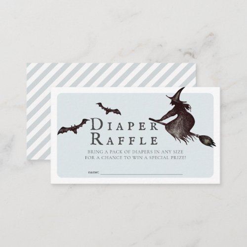 Halloween Witch Blue Baby Diaper Raffle Ticket Enclosure Card