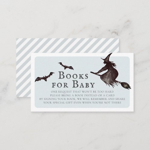 Halloween Witch Blue Baby Shower Books for Baby Enclosure Card