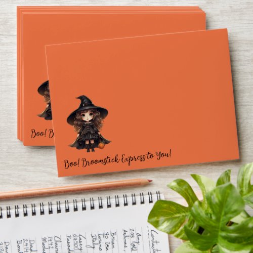 Halloween Witch Boo Broomstick Express to You  Envelope
