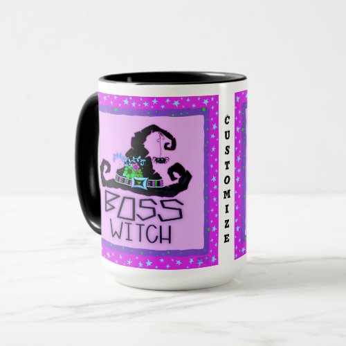 Halloween Witch Boss Funny Purple Customizable Mug